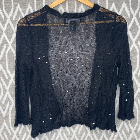 Jones New York Dress Lightweight Mohair Cardigan 3/4 Sleeves Sequins Size: Small - Picture 3 of 3